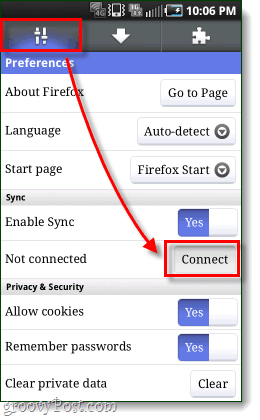 verbind firefox android app om te synchroniseren