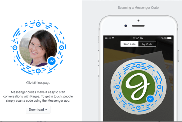 Facebook-pagina messenger-code