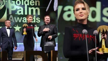 Gülben Ergen kreeg een staande ovatie! Hij herinnerde de kinderen van Gaza tijdens de prijsuitreiking