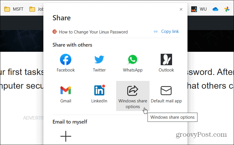 Windows Share-optie Dichtbij delen