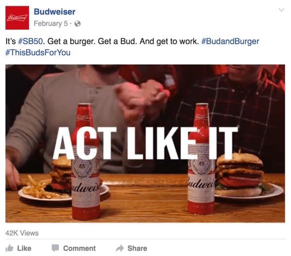 budweiser Facebook-videoadvertentie