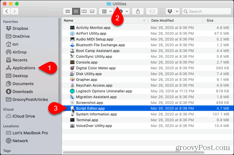Open Script Editor op Mac
