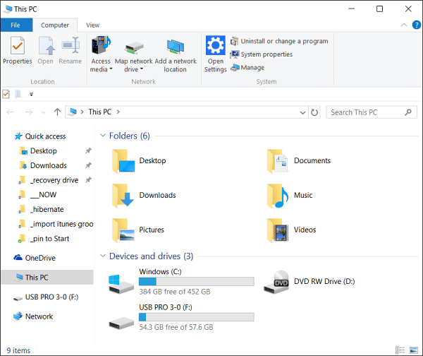 Maak Windows 10 File Explorer open voor deze pc in plaats van snelle toegang