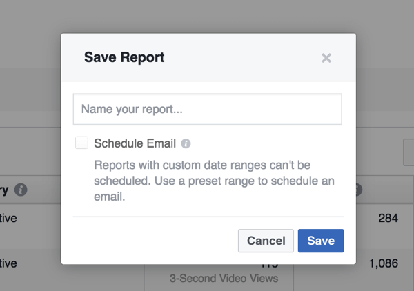 Met de Ads Reporting-tool kunt u een rapport opslaan voor toekomstig gebruik.
