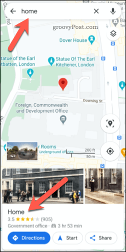 Een opgeslagen Google Maps-adres
