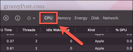 mac activity monitor cpu-tabblad