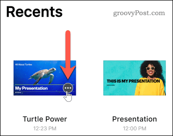 Druk op de knop meer in een presentatie