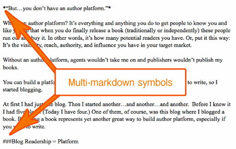 multimarkdown-symbolen in tekst