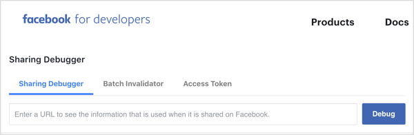 Gebruik de Debugger-tool om er zeker van te zijn dat Facebook de juiste voorbeeldafbeelding van de Facebook-link trekt.