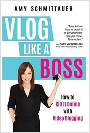 Amy Landino schreef het boek Vlog Like a Boss onder de naam Amy Schmittauer. De hoes toont een foto van Amy vanaf haar middel met een videocamera vast. De titel verschijnt op een lichtblauwe achtergrond met witte en fuchsia letters. De slogan van het boek is hoe je het online kunt doden met videobloggen.