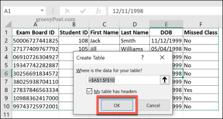 Een standaardtabel maken in Excel