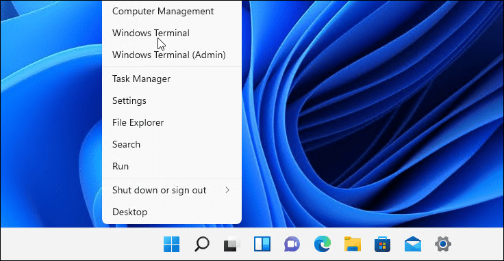 open het Windows Terminal-menu