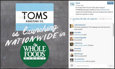 toms instagram afbeelding met hashtag