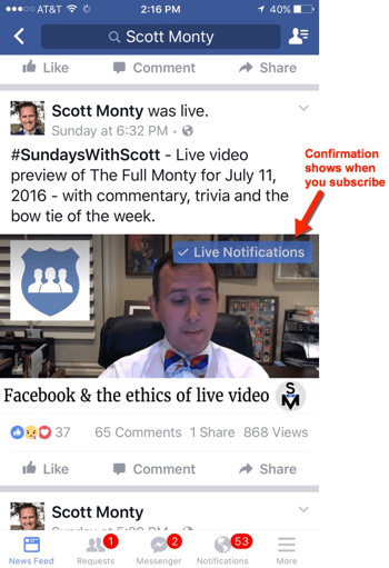 facebook live mobiele meldingen