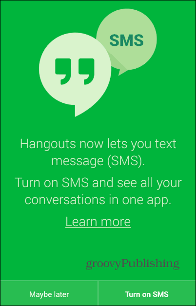 Hangouts-sms inschakelen