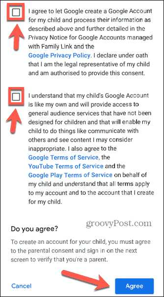 gmail-kinderaccount selectievakjes