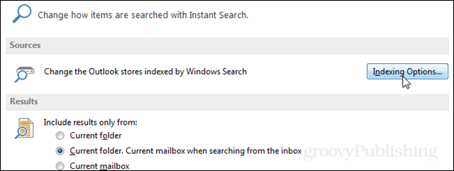 Hoe u de zoekindex van Outlook 2013 opnieuw opbouwt