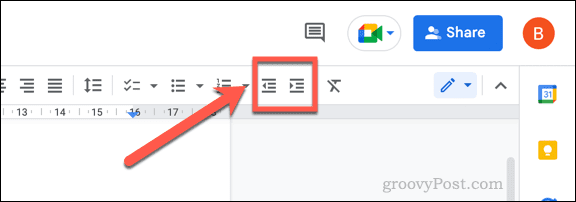 Opties om tekst in Google Docs te laten inspringen