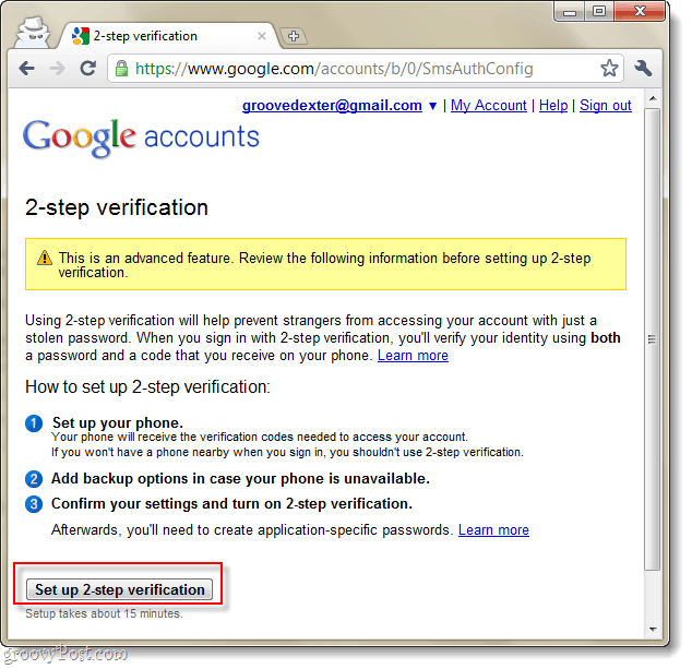 Google-accounts authenticatie in twee stappen