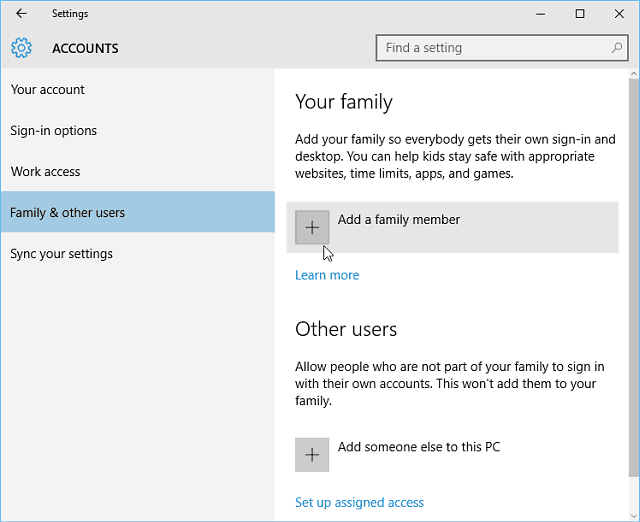Windows 10-accounts