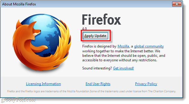 Firefox 4 past update toe