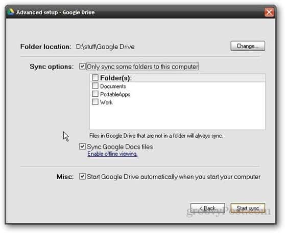 google drive selectieve synchronisatie