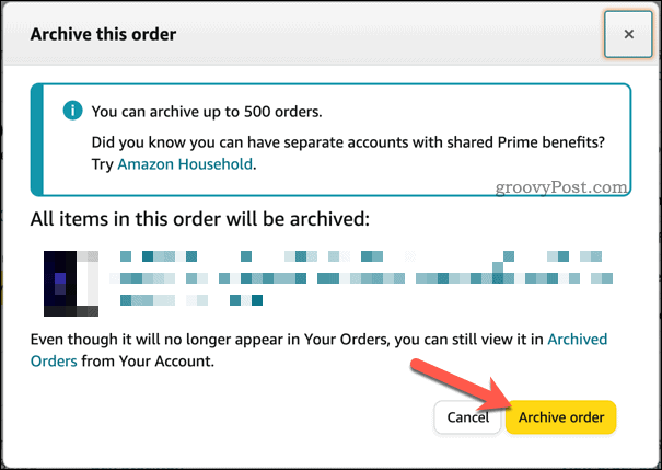 Orderarchivering op Amazon bevestigen