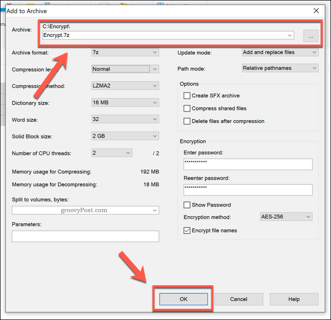 Een 7zip-archief maken in Windows 10