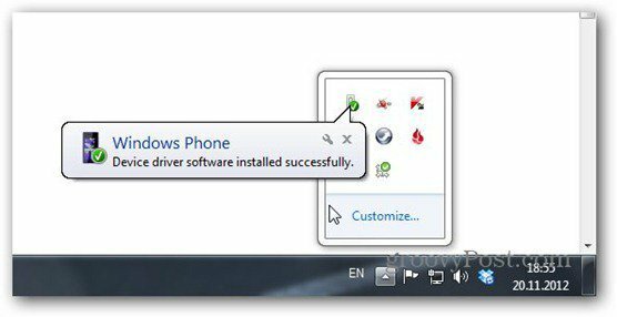 Windows Phone 8 aangesloten herkend
