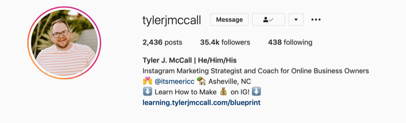 Tegen Tyler J. McCall Instagram-bio