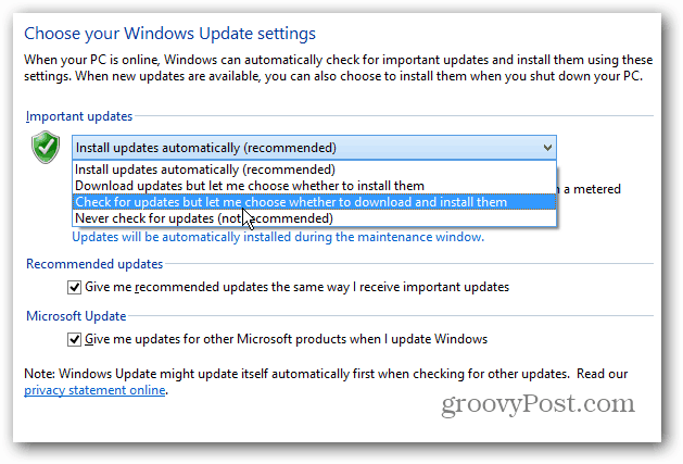 Laat Windows 8 een bureaubladmelding weergeven voor updates