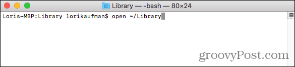 Open de bibliotheekmap in Finder vanuit de Terminal op Mac