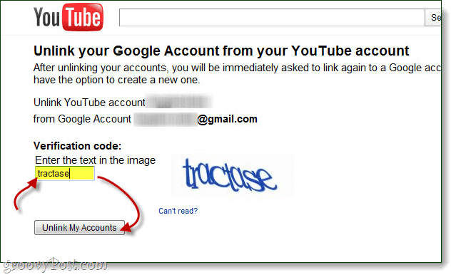 bevestig dat u uw google- en youtube-accounts wilt ontkoppelen