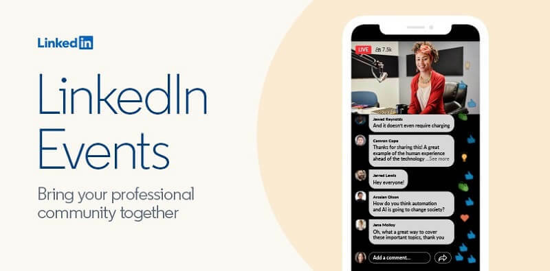 Nieuwe tool voor virtuele evenementen van LinkedIn waarmee mensen video-evenementen kunnen maken en uitzenden via het platform.