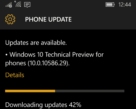 Windows 10 Mobile Build 10586.29 Retourzendingen voor Windows Phone