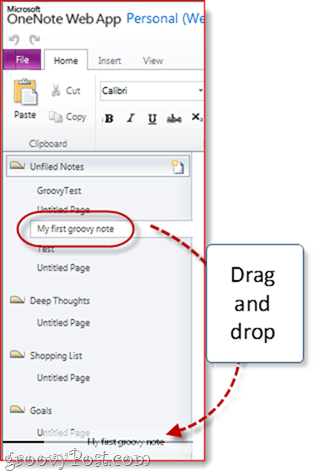 Secties organiseren in One Note Skydrive