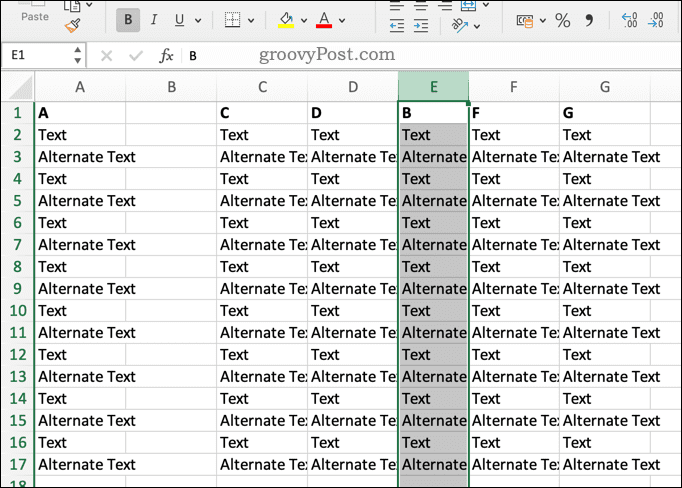 Een Excel-kolom overschrijven