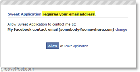 Screenshot van Facebook e-mail spam - vereist uw e-mailadres