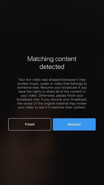 Instagram onderbreekt nu een live video als het detecteert dat de audio-, muziek- of video-inhoud die wordt gestreamd inbreuk maakt op het auteursrecht van iemand anders.