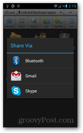 Android-opties voor delen