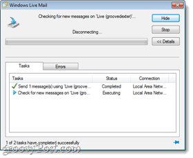 Windows Live-e-mailsynchronisatietest