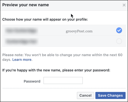 Een naamswijziging op Facebook bevestigen