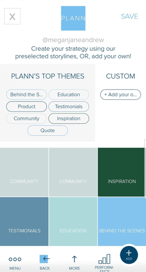 Gebruik kleurgecodeerde tijdelijke aanduidingen in Plann om uw Instagram-feedinhoud te plannen.