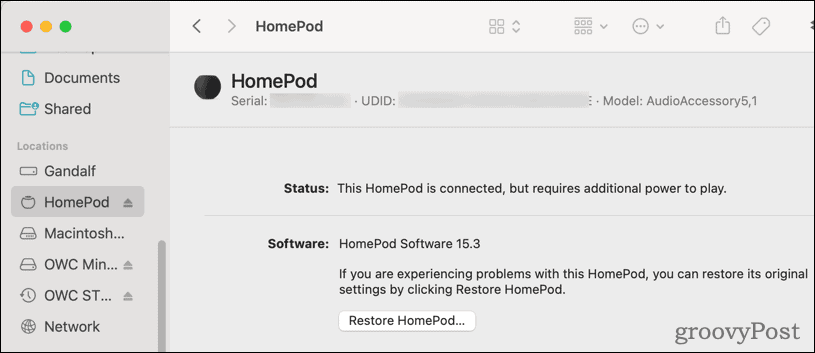Herstel HomePod van macOS