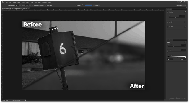 vergelijking voor na photoshop filtereffect bokeh onscherpe achtergrondfotografie effect hoe tutorial