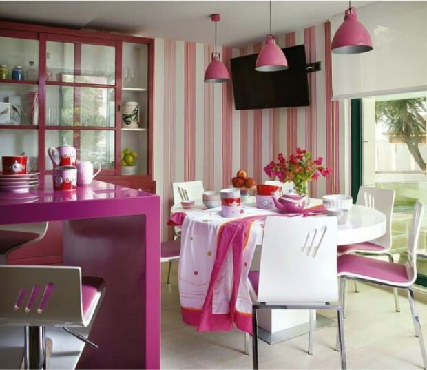 Aanbevelingen voor moderne roze keukendecoratie