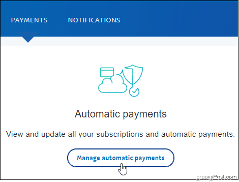 PayPal Klik op Automatische betalingen beheren