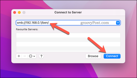 Verbinding maken met een server op een Mac