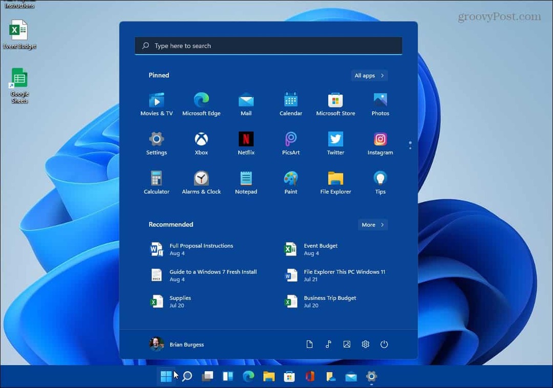 voorbeeld van het veranderen van kleur start taakbalk Windows 11