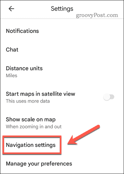 Open de navigatie-instellingen van Google Maps